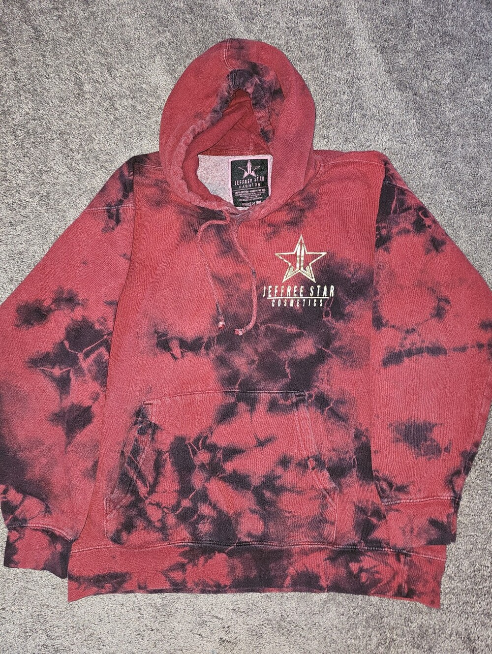 Jeffree Star Cosmetics Unicorn Blood Red Black Tie Dye Hoodie Sweatshirt Size L